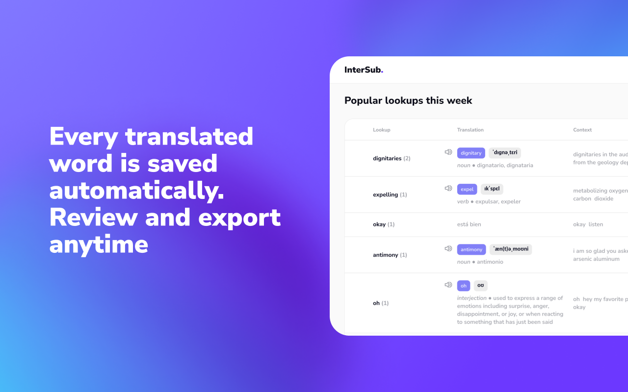 双语字幕与字幕翻译器 - InterSub