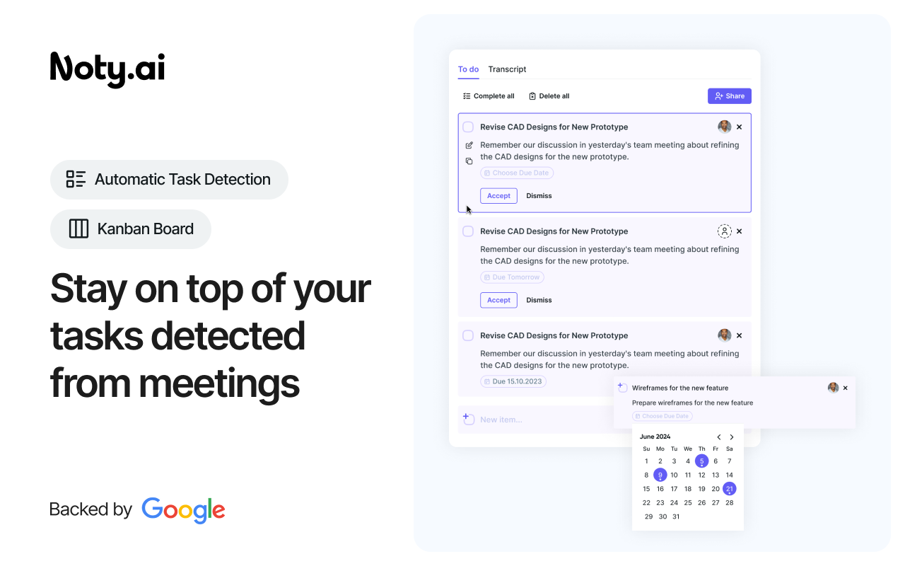 AI Note taker for Google Meet, by Noty.ai