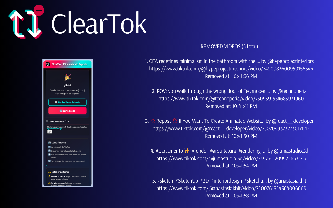 ClearTok - TikTok 转发清理器