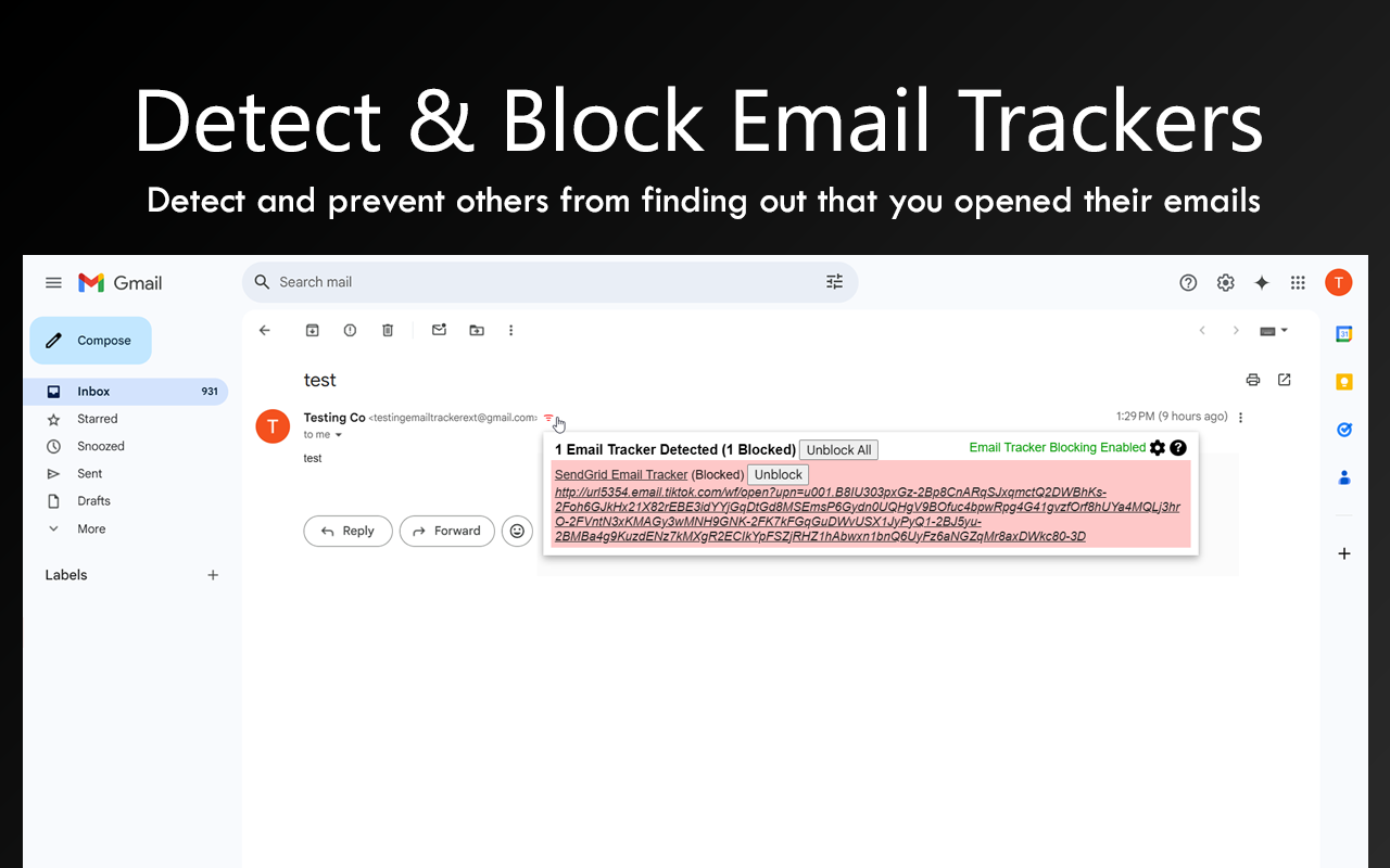 Email Tracker + Pixelblock Detector & Blocker