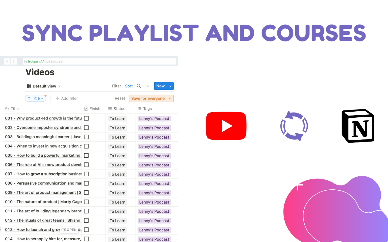 YouTube Notes to Notion with Udemy, Coursera, BiliBili and more by Snipo