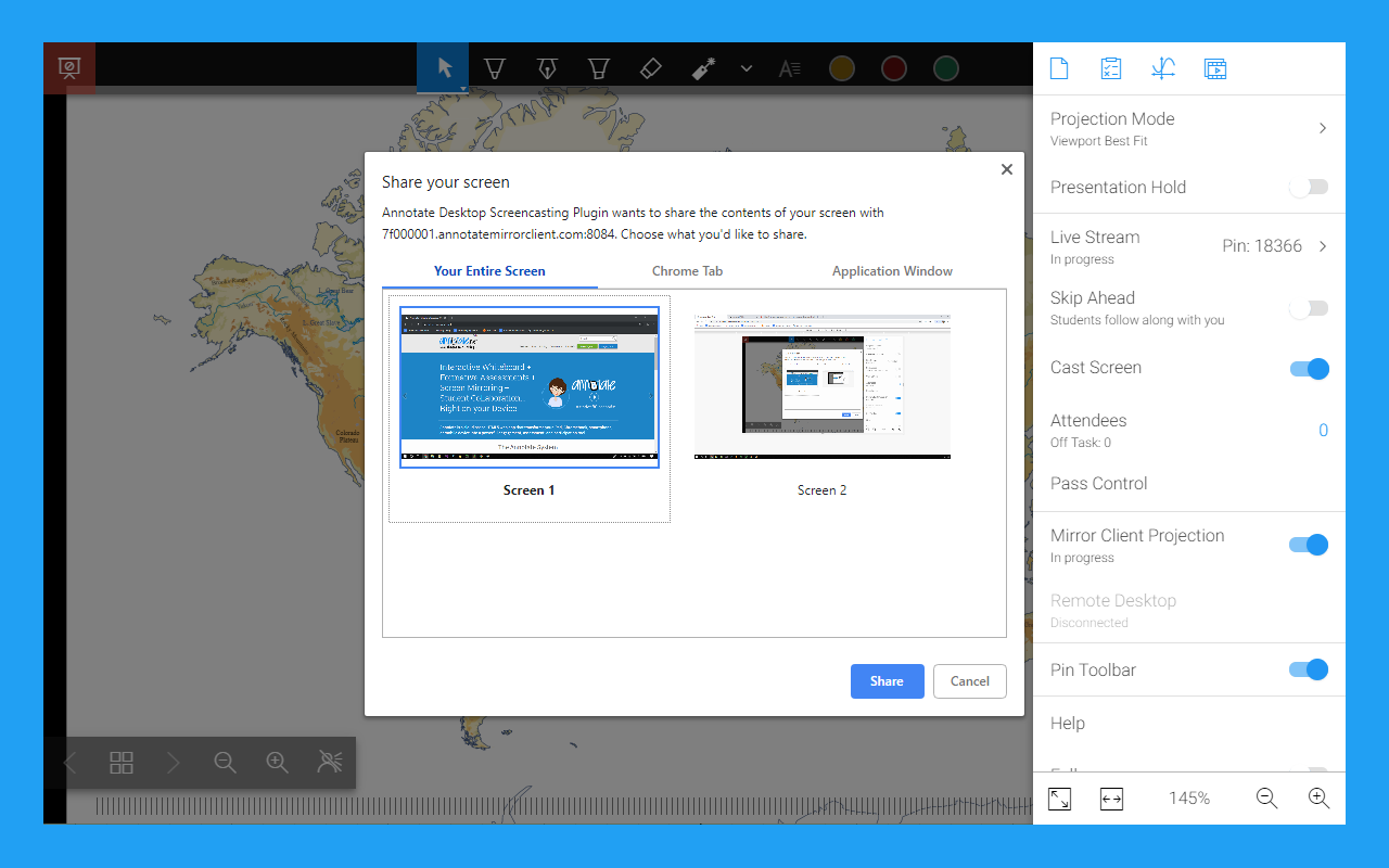 Annotate: Web Annotations with Screen Sharing
