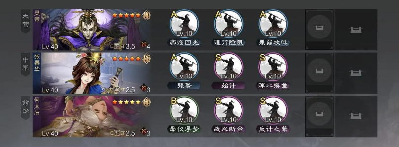 率土之滨灵帝怎么搭配